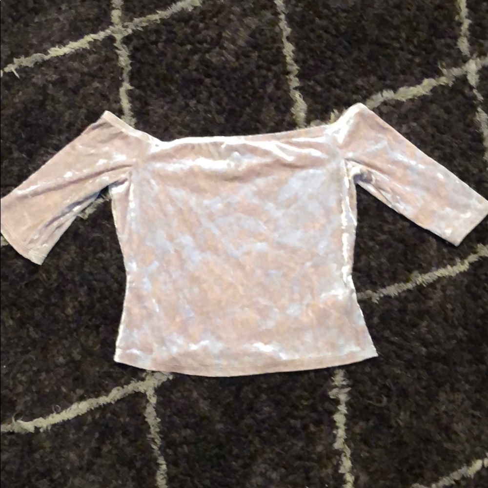 Cute off the shoulder velvet crop top